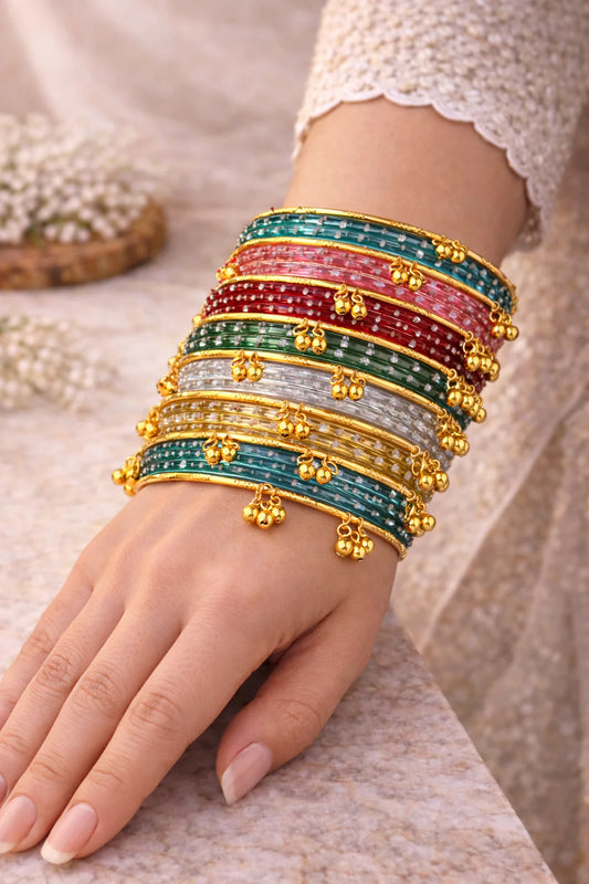 🌸 Premium Kashmiri Bangle Set – Multi Color Eid Collection