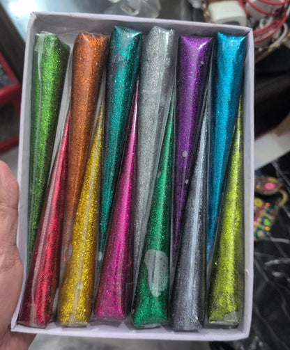 Colorful Glitter Mehndi - Pack Of 12